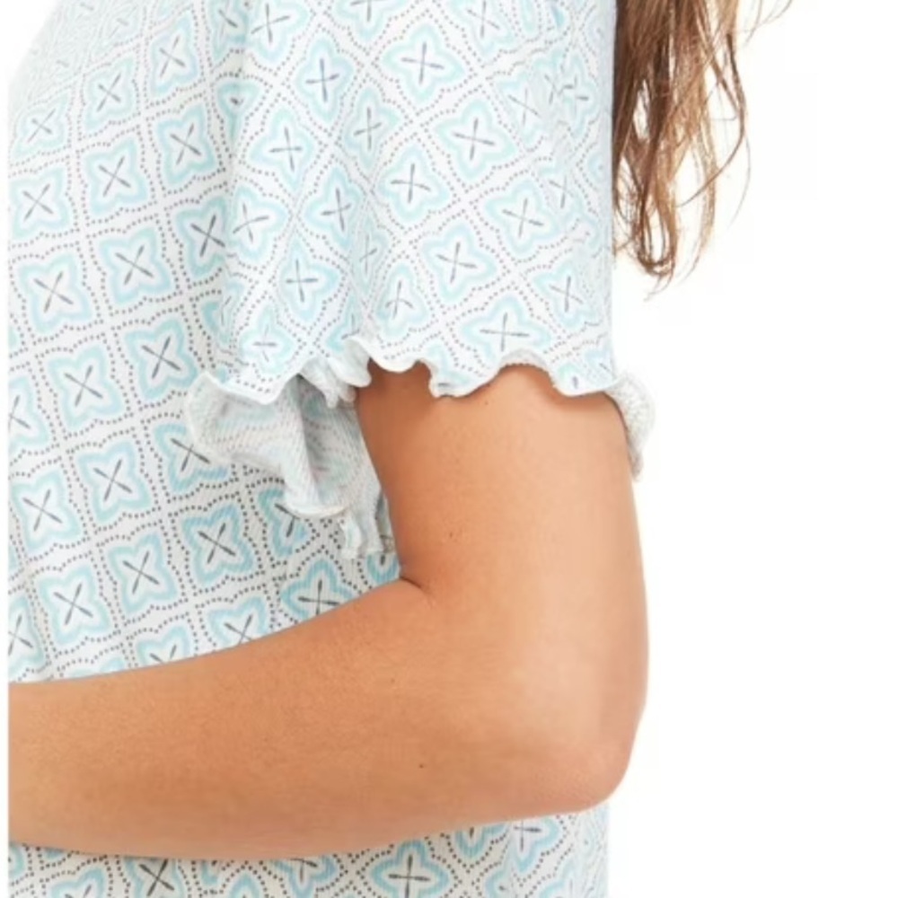 FLORA NIKROOZ Women’s Soft Sleep Dress Lightweight Short Sleeve Lettuce Edge - Picture 7 of 8
